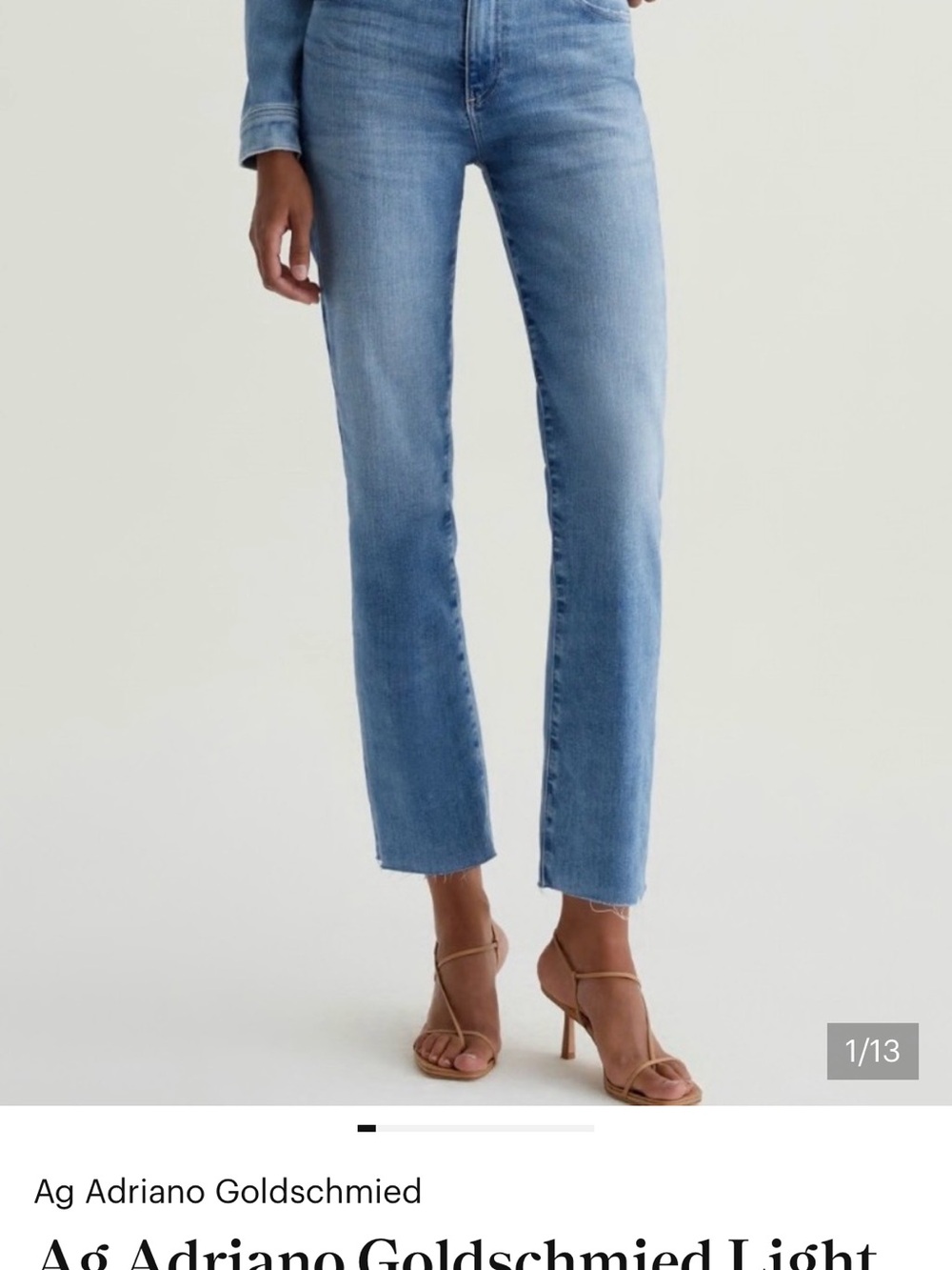 Ag Adriano Goldschmied Light Blue Cropped Straight Jeans